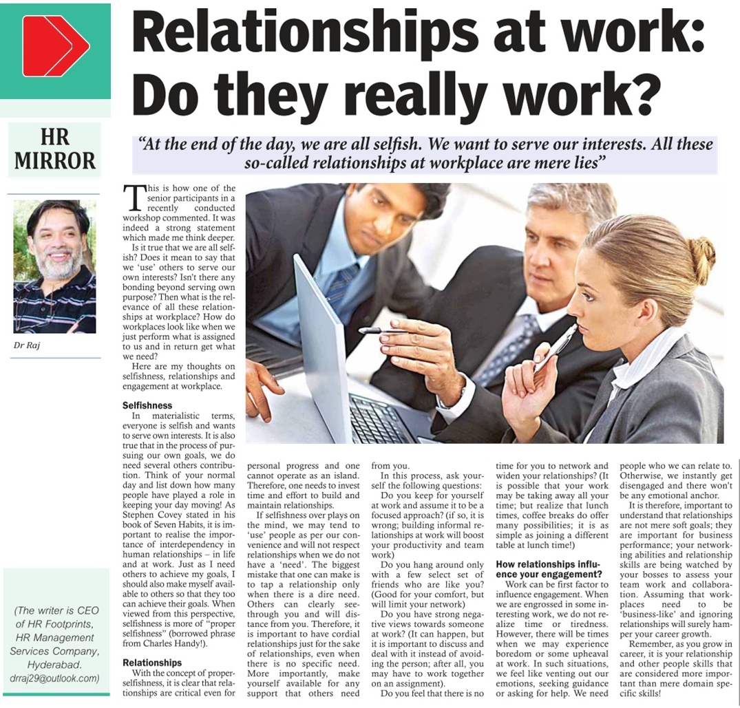 Relationships at work : Do they work? 